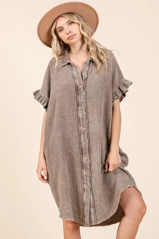 green boho maxi dress with cutouts in stomach