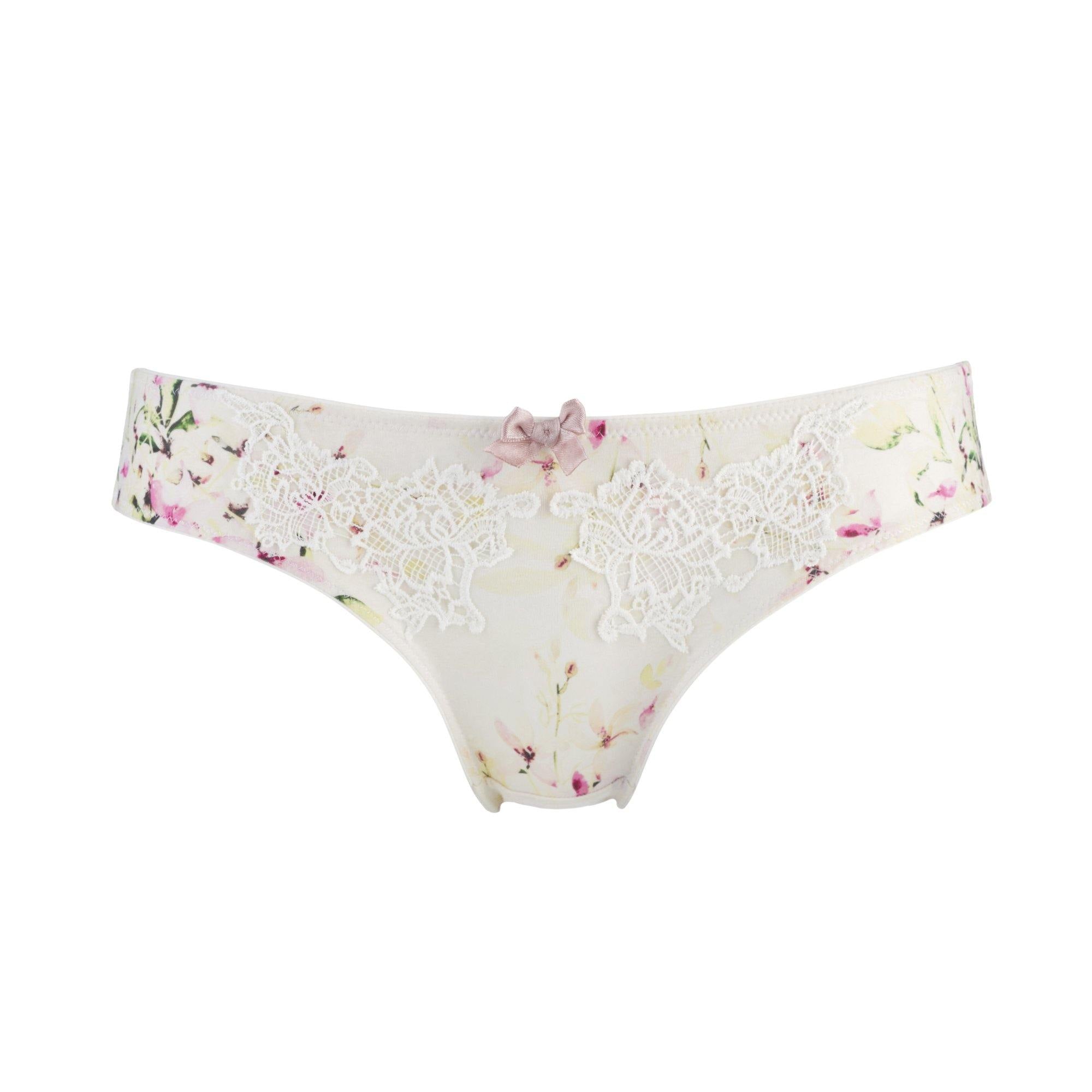 white underwear with pink ribbon