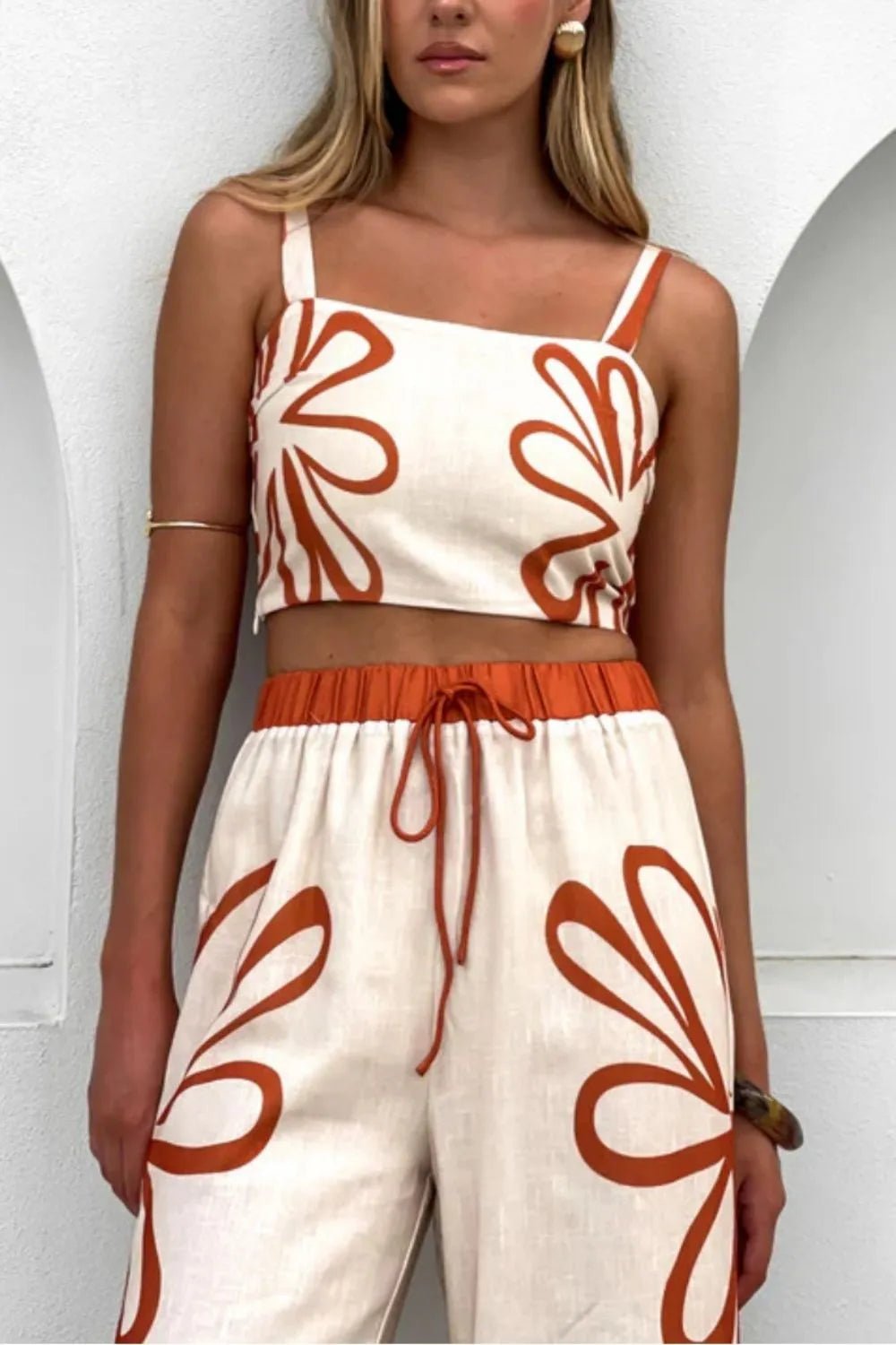Smocked Square Neck Cami and Pants Set - Salty Season LLC