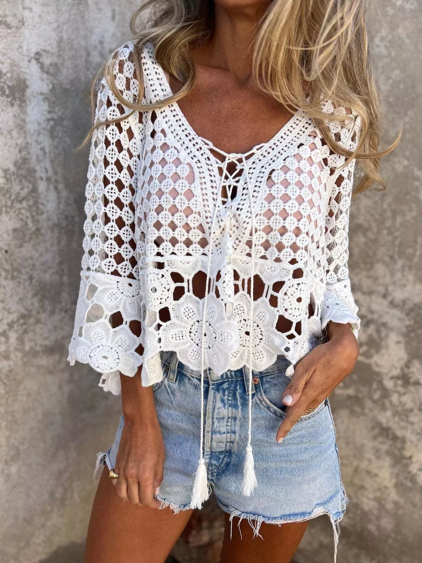 Tassel Crochet Knit Cover Up - Salty Season LLC