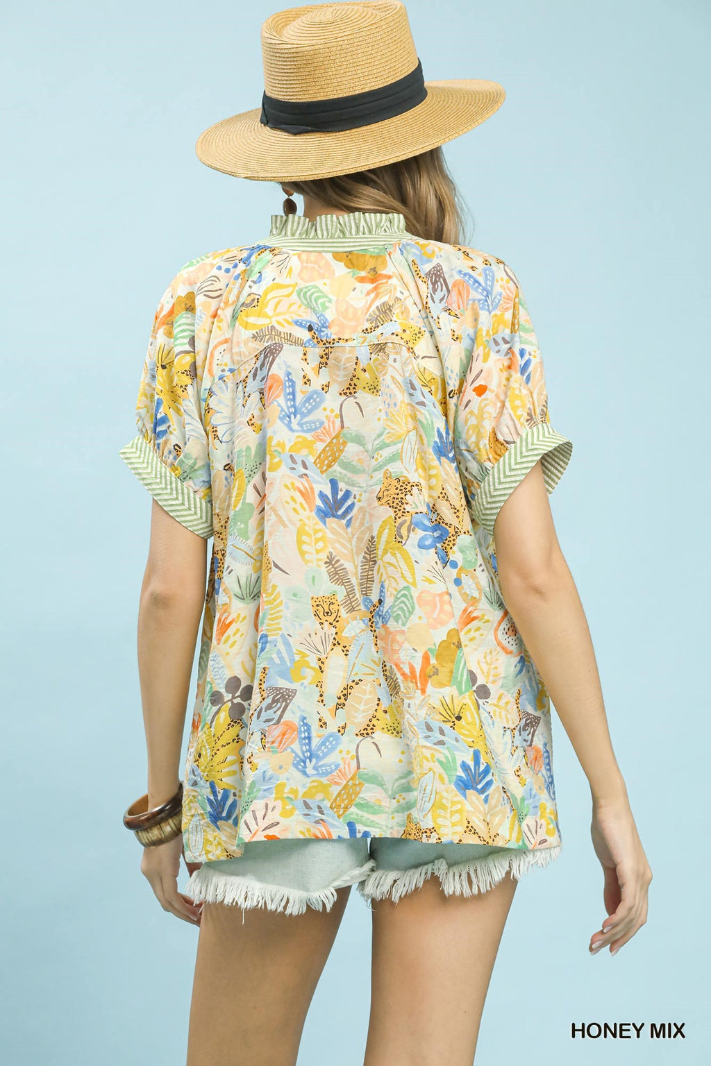 Umgee Mix Boho Printed V-Neck Top - Salty Season LLC
