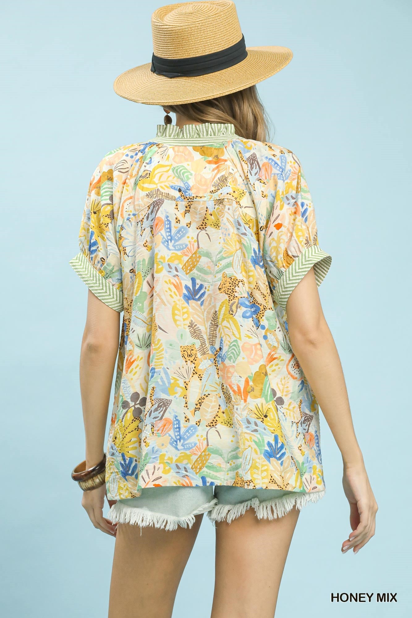 Umgee Mix Boho Printed V-Neck Top - Salty Season LLC
