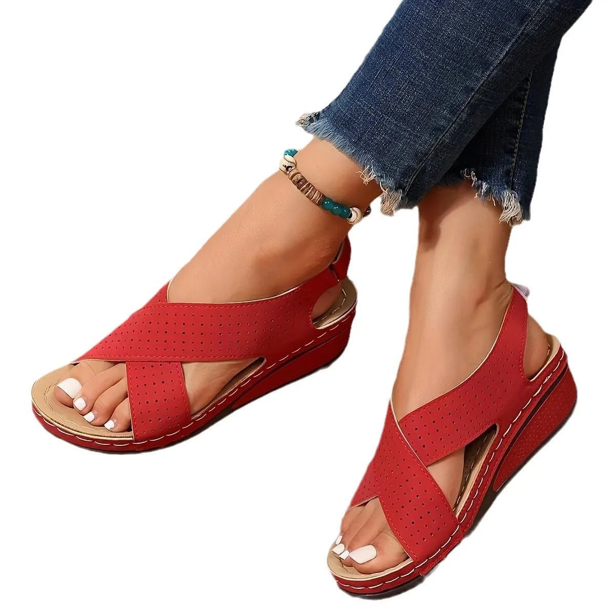 Criss-Cross Comfort Wedge Sandals - Salty Season LLC