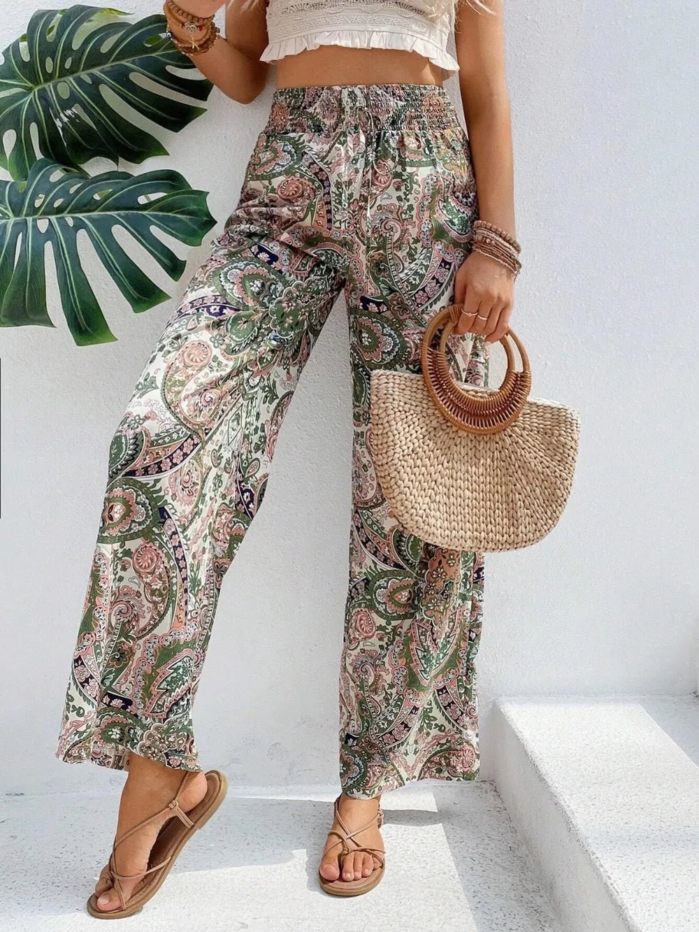 Printed Wide Leg Pants - Salty Season LLC