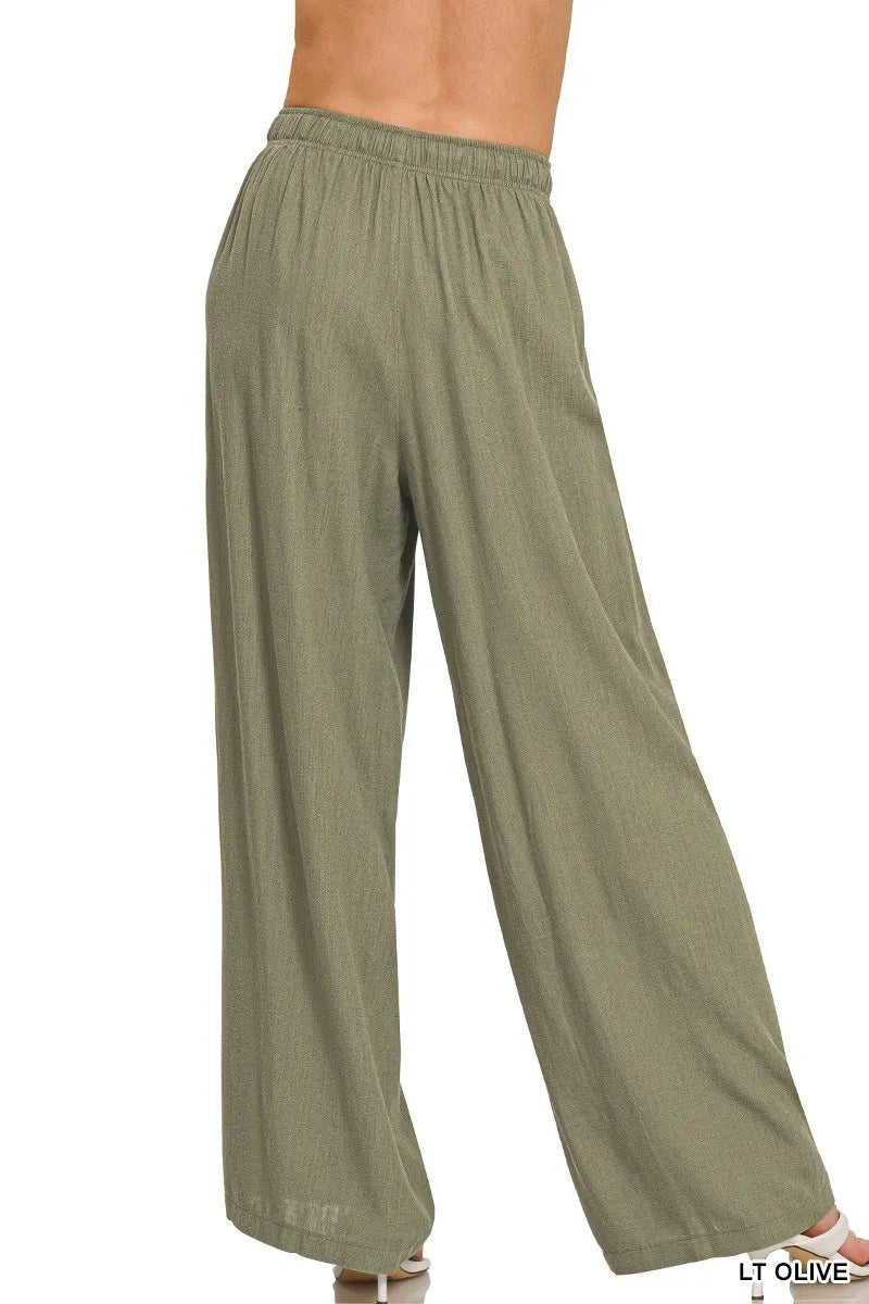 Zenana Linen Drawstring Pants - Salty Season LLC
