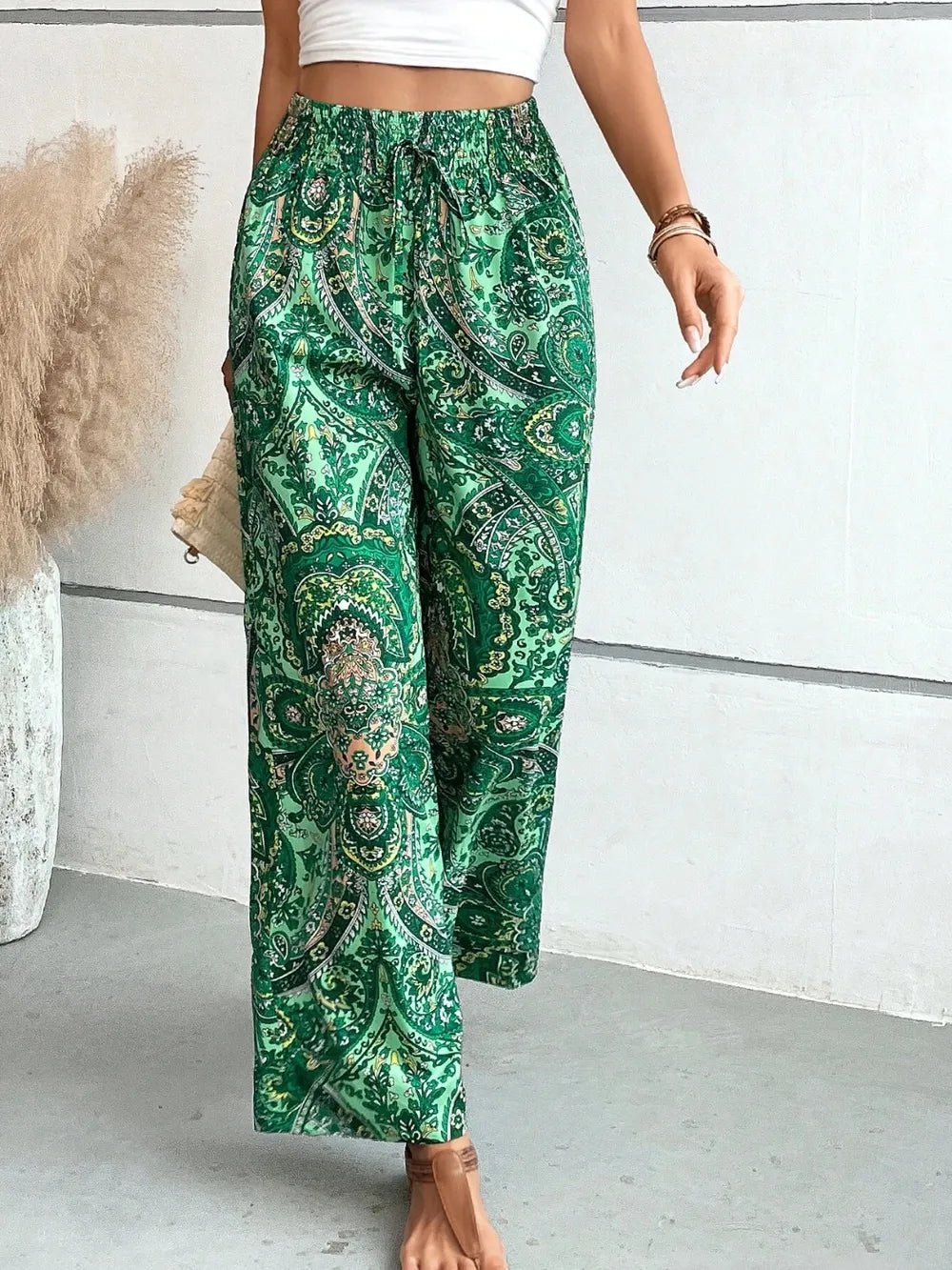 Printed Wide Leg Pants - Salty Season LLC