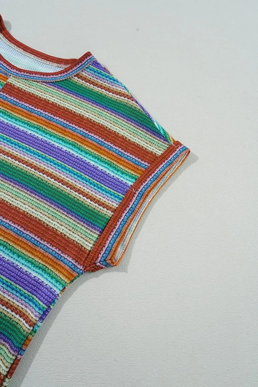 Multicolour Striped Twist Hem Cap Sleeve Top - Salty Season LLC
