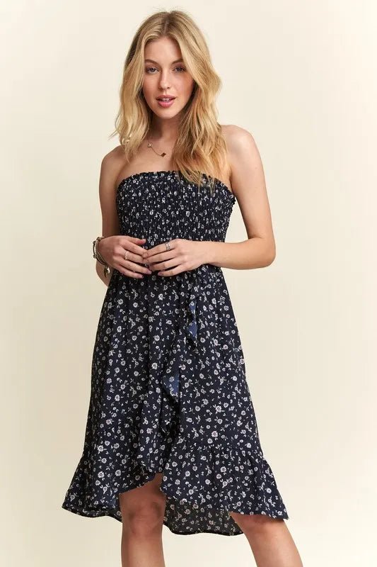 ADORA Smocked Floral Tube Dress with Pockets - Salty Season LLC