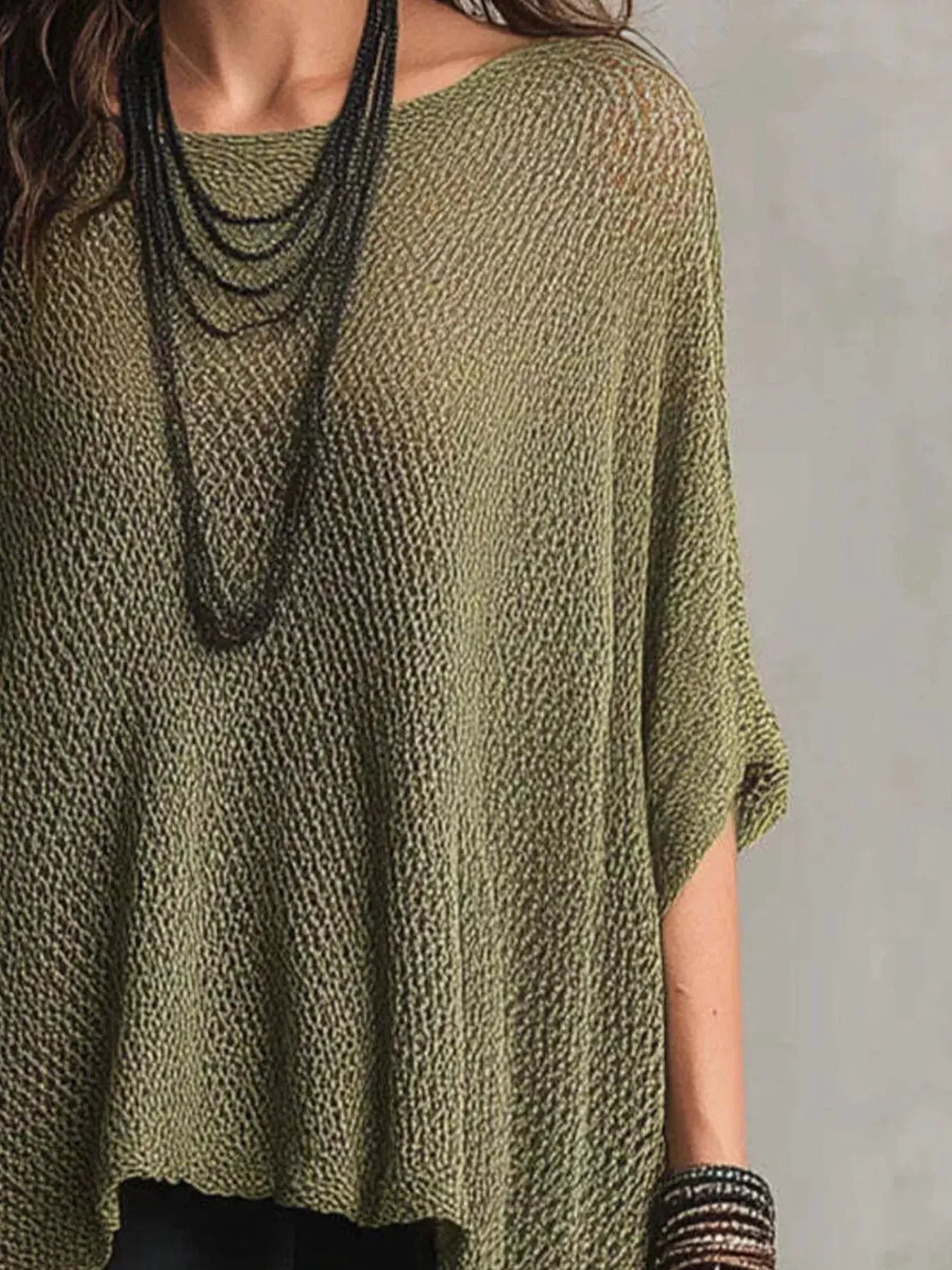 Full Size Loose Knit Round Neck Top Plus Size Trendsi