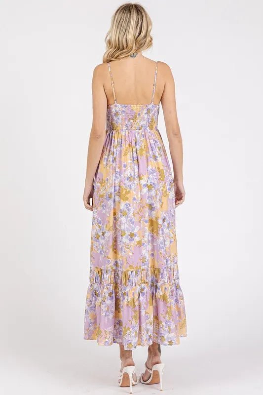 Mittoshop Floral Smocked Back Ruffled Hem Maxi Cami Dress - Salty Season LLC