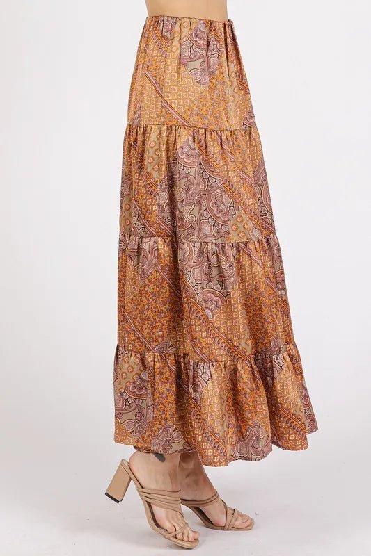 Mittoshop Paisley Patchwork Print Satin Maxi Skirt - Salty Season LLC