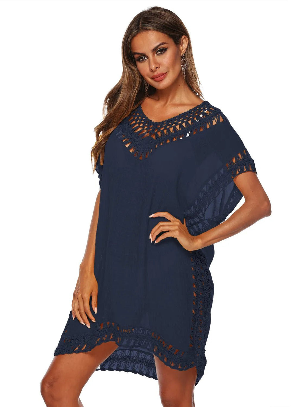 Bohemian Crochet Trim Beach Cover Up Dress - Salty Season LLC