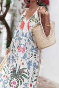 Printed V-neck Summer Maxi Dress - Salty Season LLC