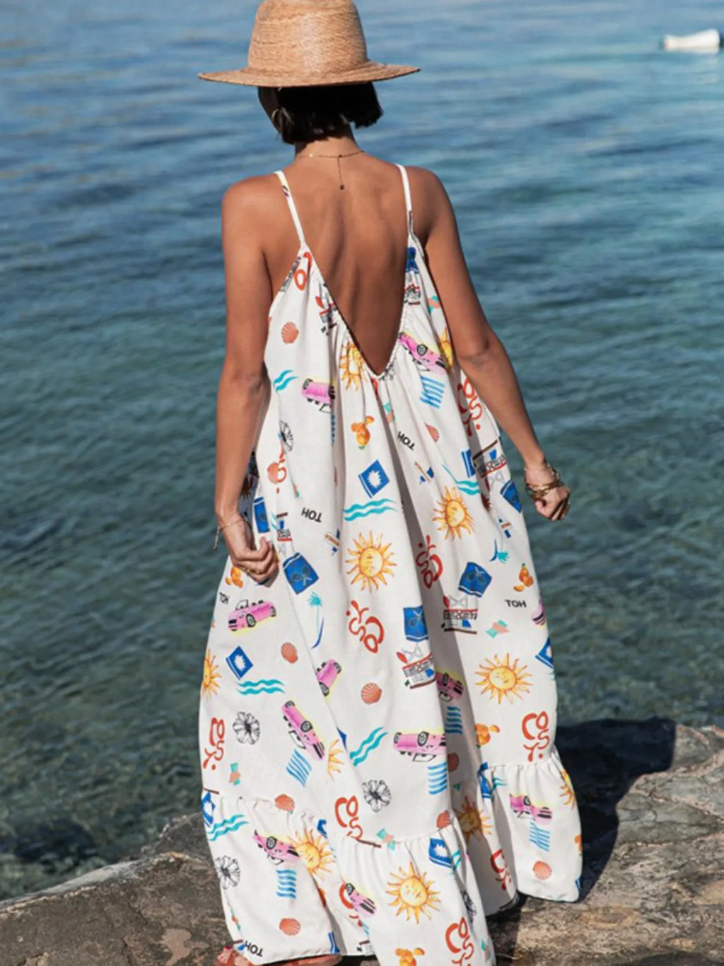 Printed V-neck Summer Maxi Dress - Salty Season LLC