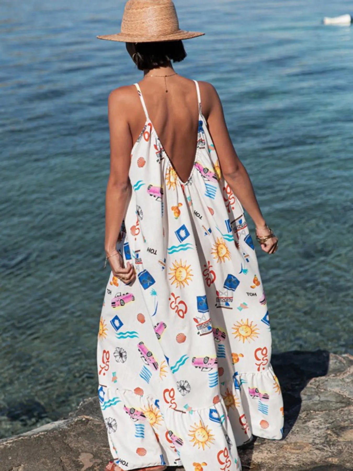 Printed V-neck Summer Maxi Dress - Salty Season LLC