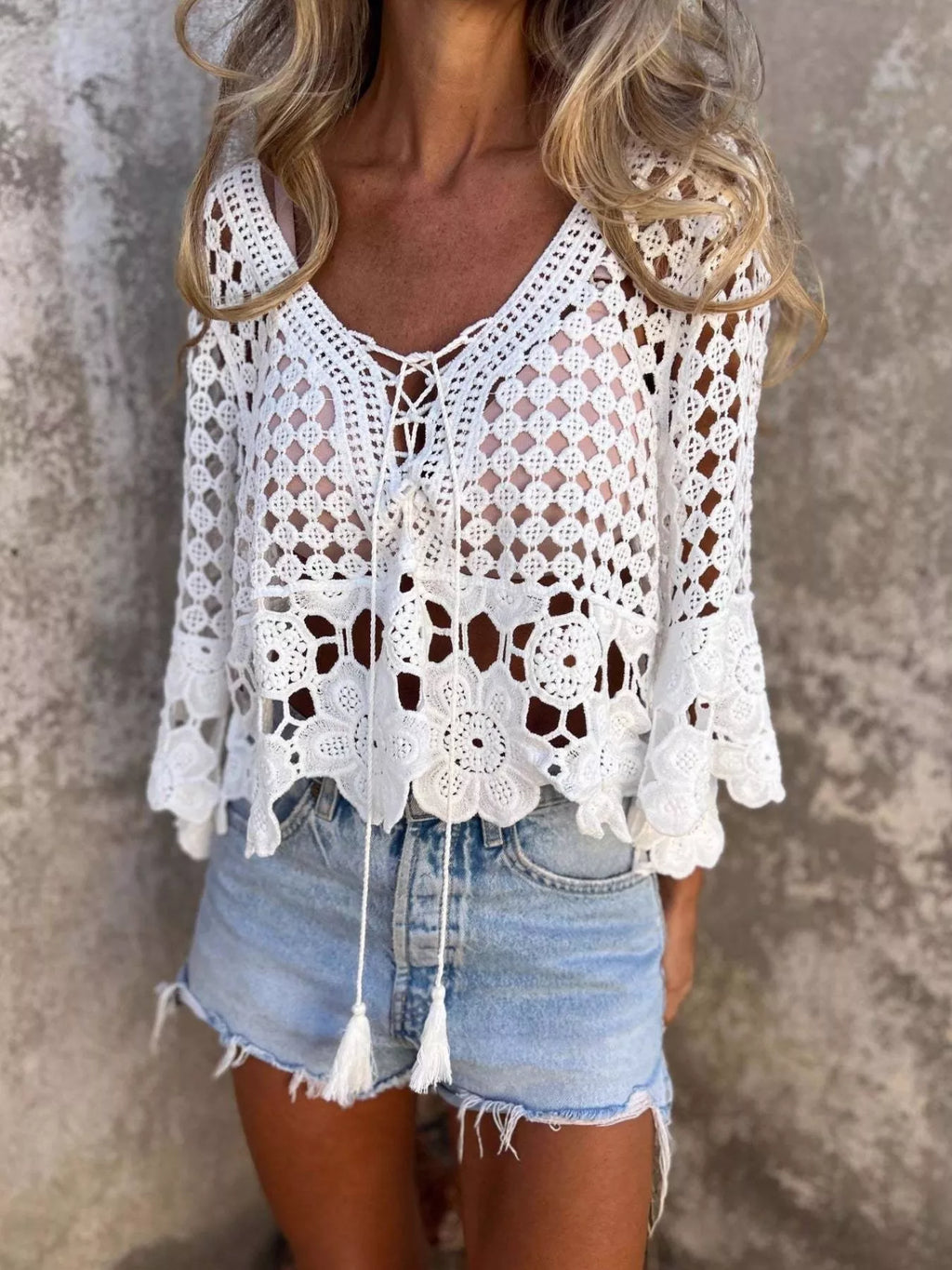 Tassel Crochet Knit Cover Up - Salty Season LLC