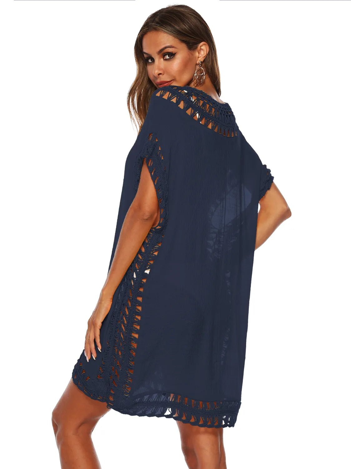 Bohemian Crochet Trim Beach Cover Up Dress - Salty Season LLC