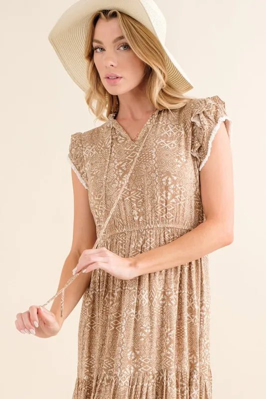 And The Why Boho Printed Tiered Maxi Dress - Salty Season LLC