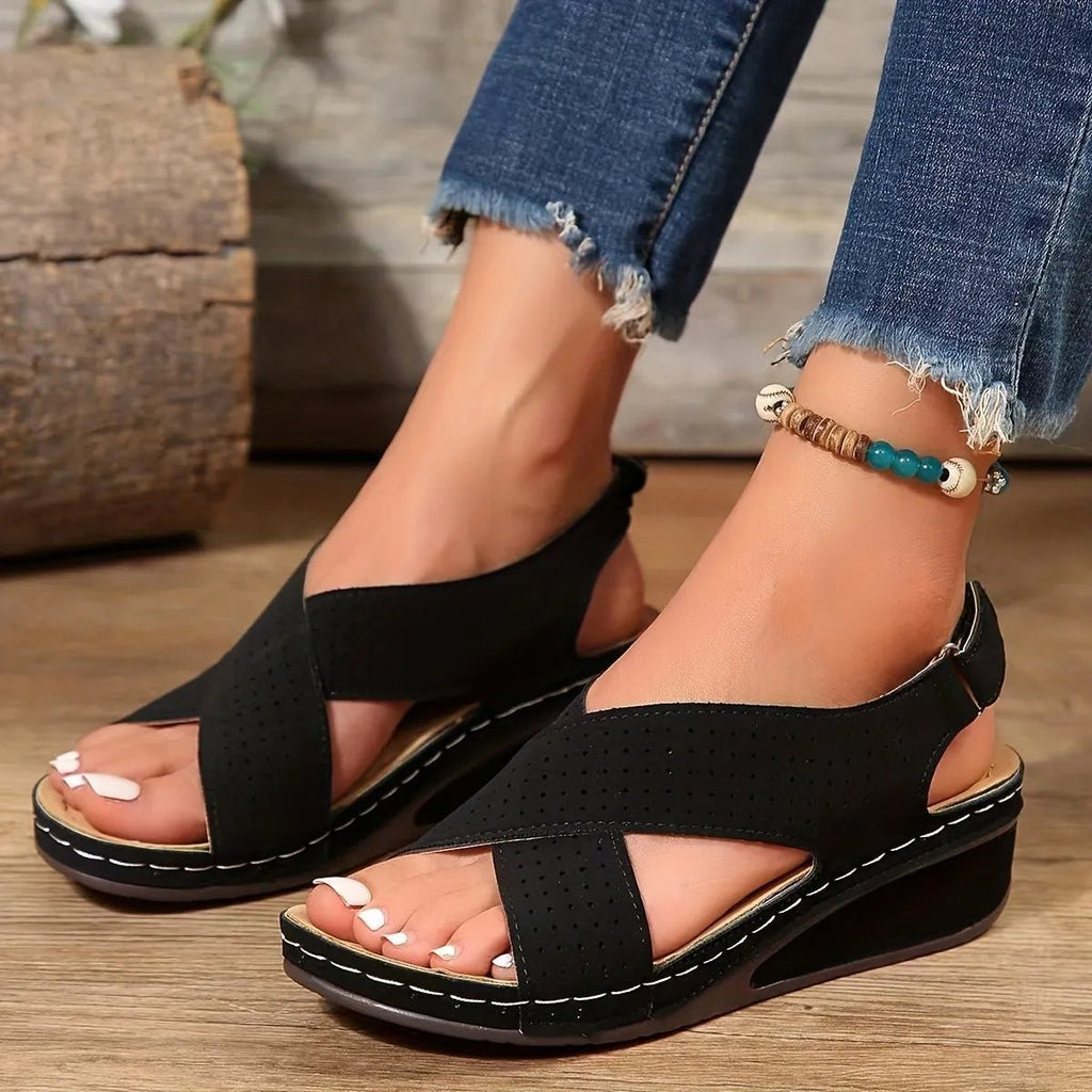 Criss-Cross Comfort Wedge Sandals - Salty Season LLC