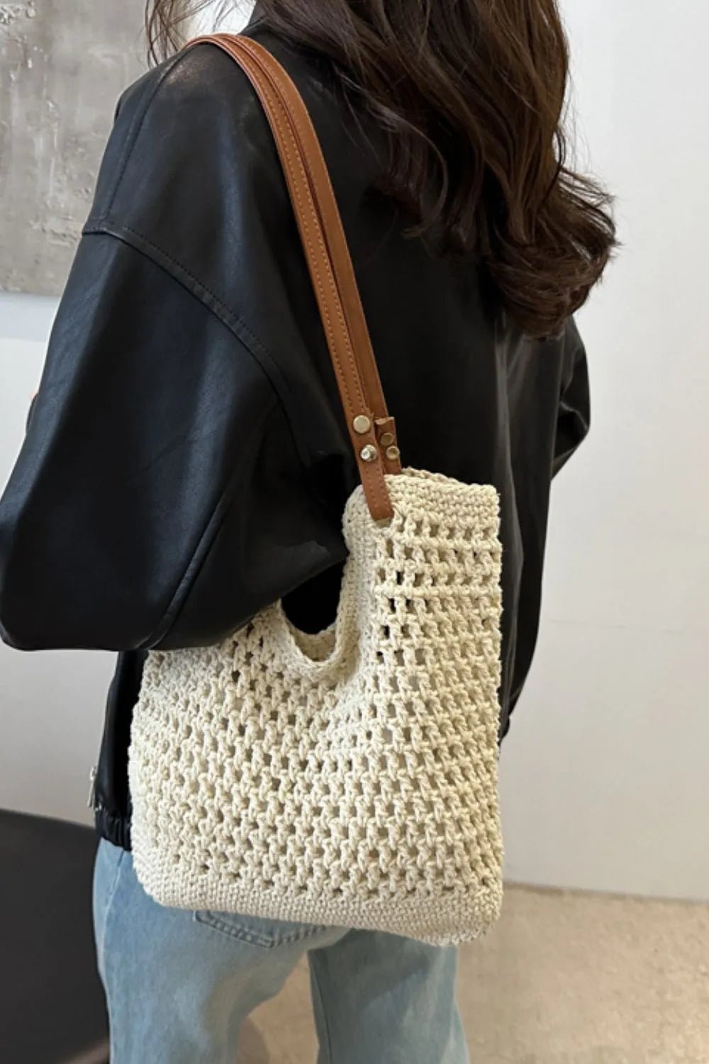 Openwork Woven Tote Bag - Salty Season LLC