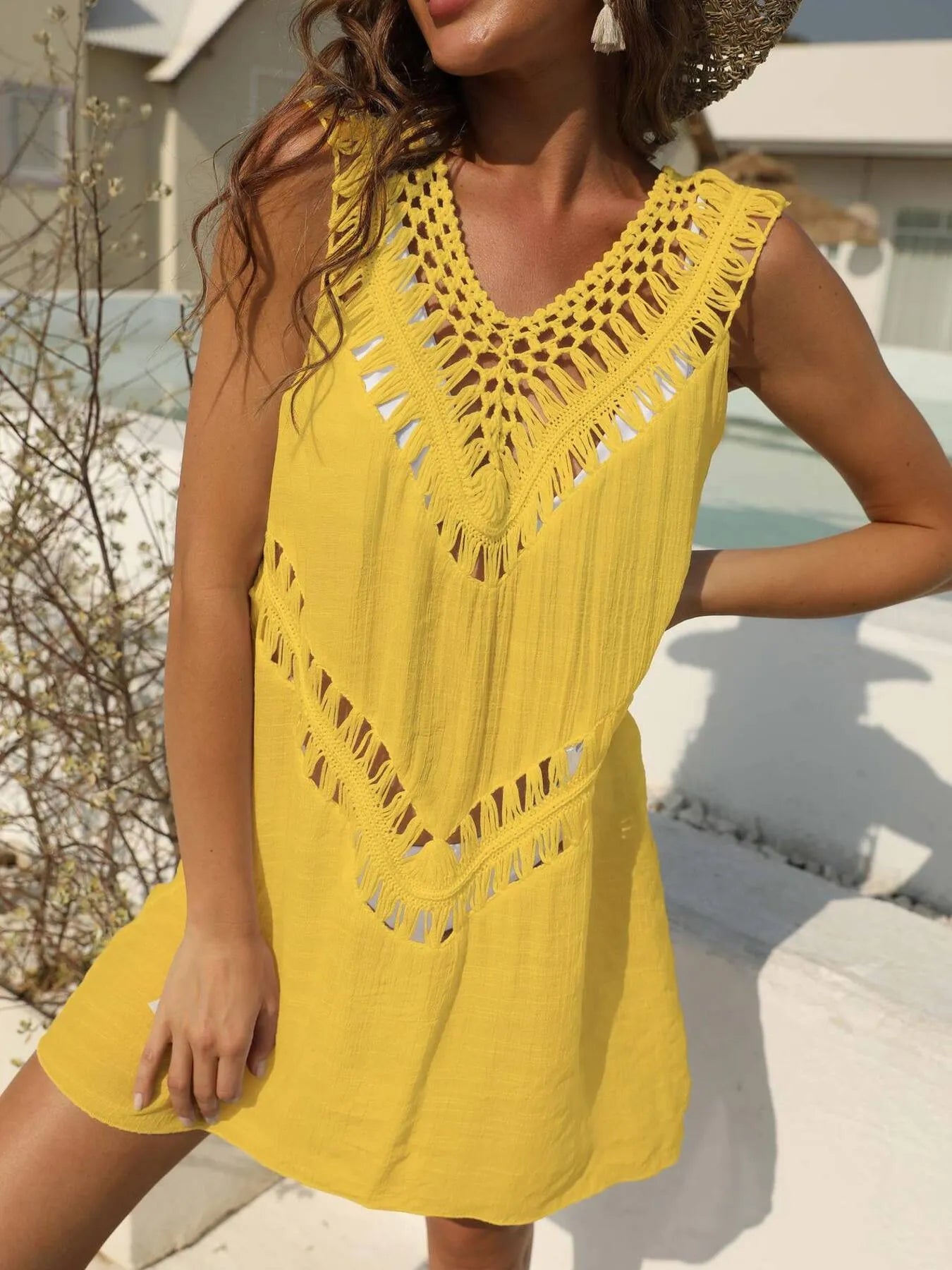 Crochet Detail Beach Cover Up Dress - Salty Season LLC