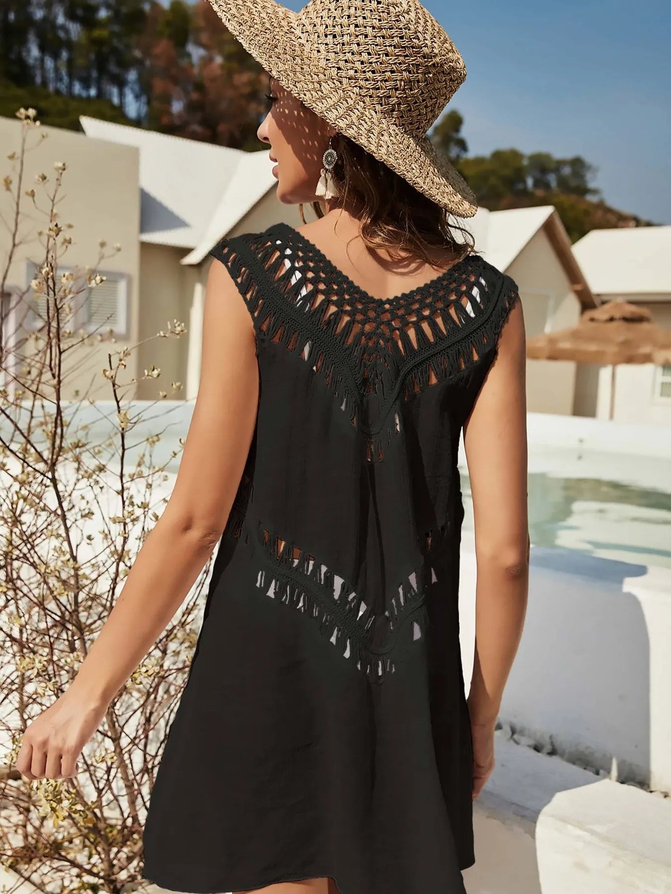 Crochet Detail Beach Cover Up Dress - Salty Season LLC