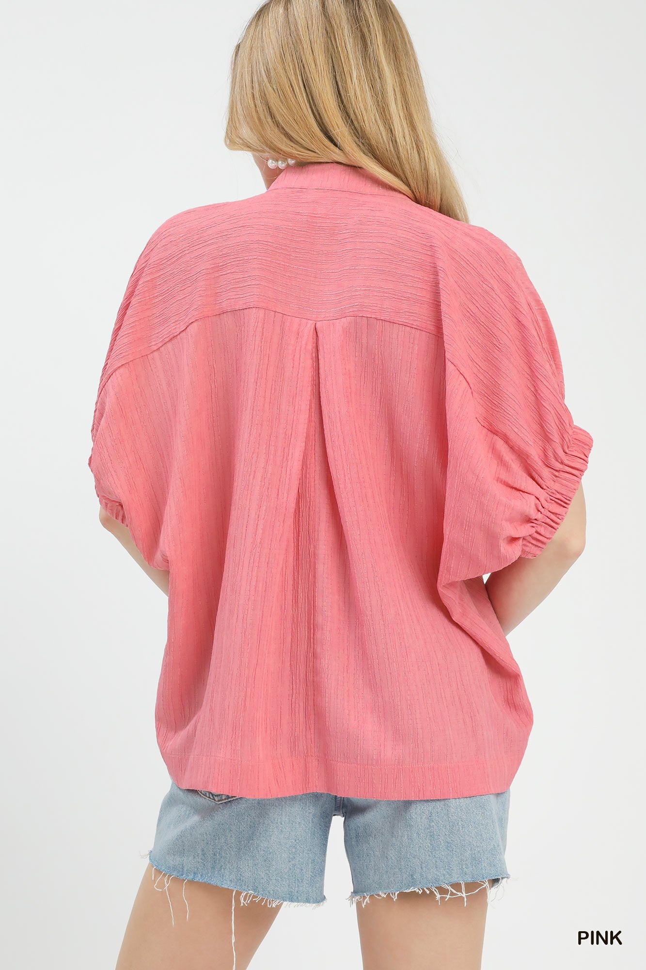 Umgee Textured V-Neck Blouse - Salty Season LLC