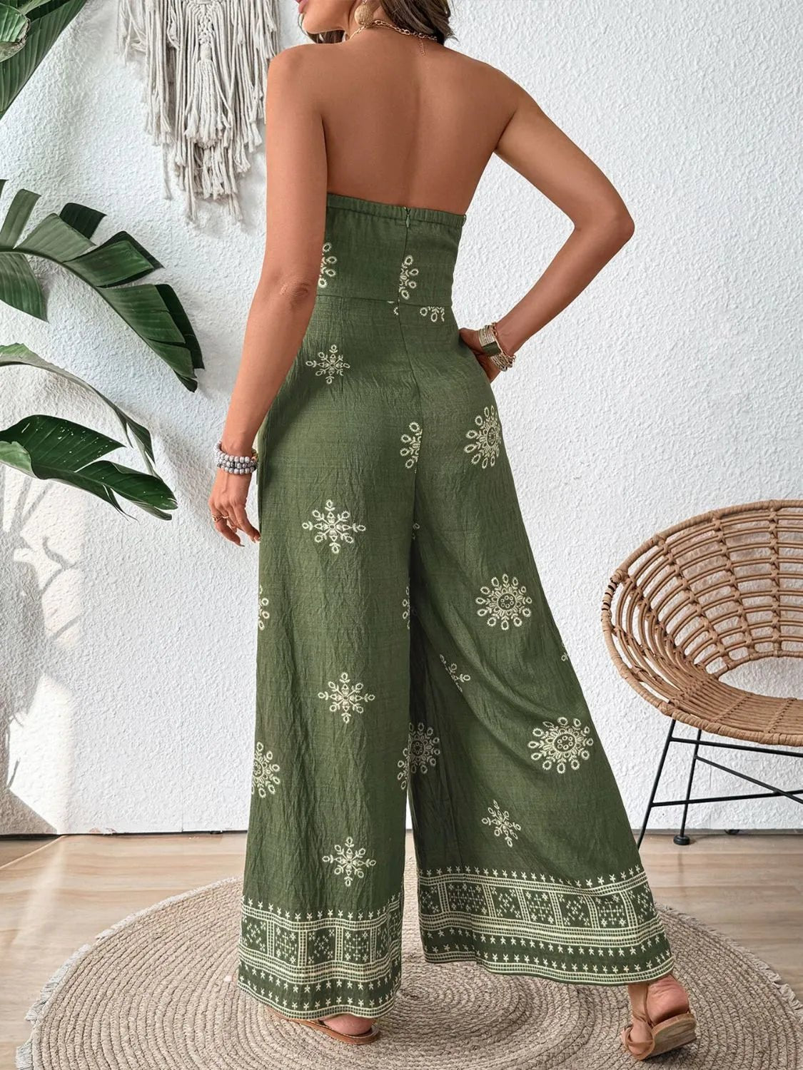 Printed Wide Leg Tube Jumpsuit - Salty Season LLC