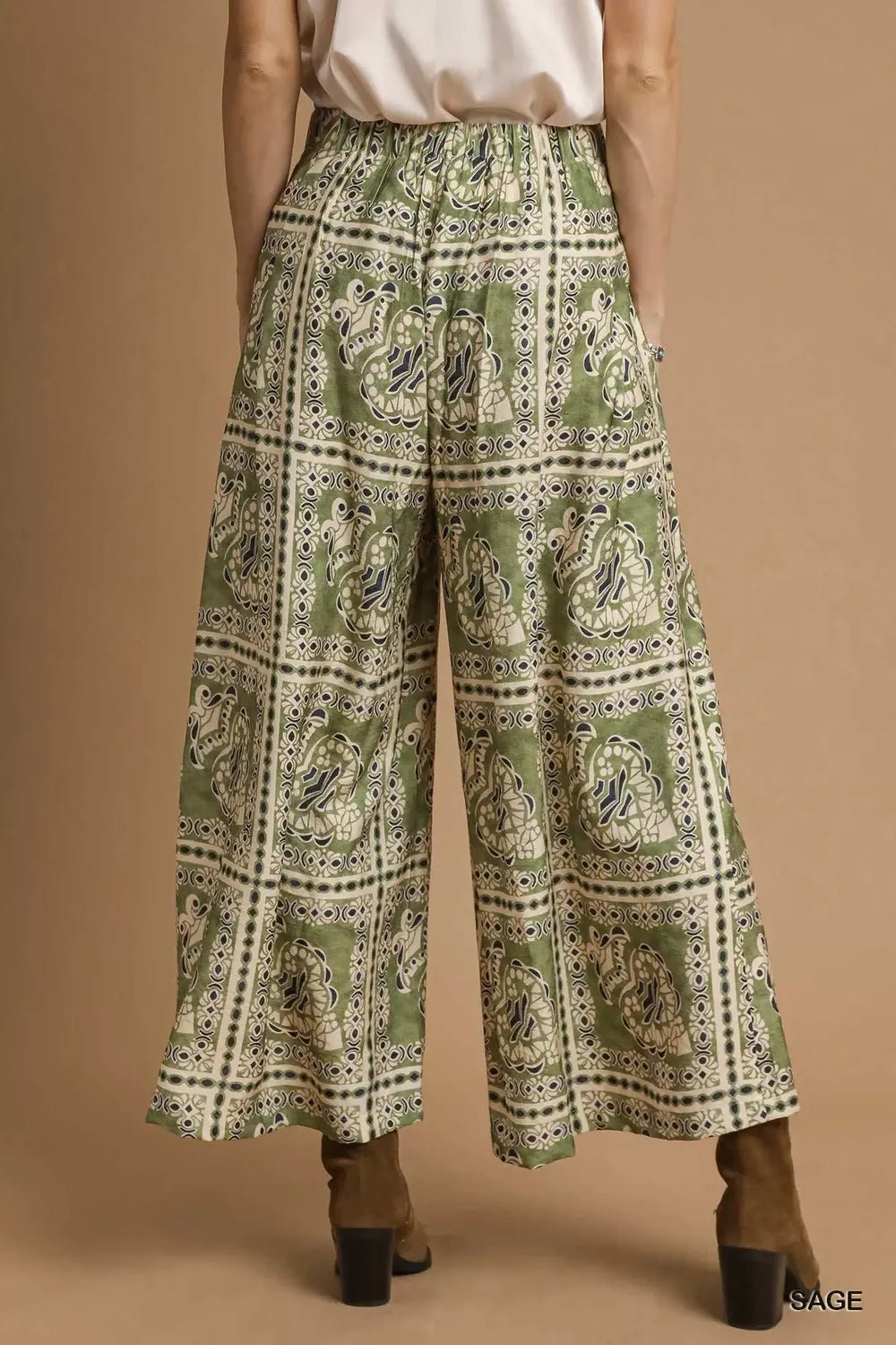 Umgee Bohemian Print Pants with Pockets - Salty Season LLC