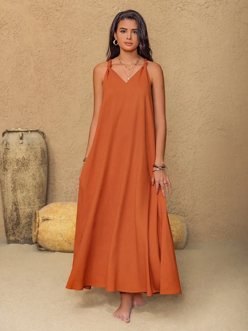 Sleeveless Maxi Twisted Back Dress - Salty Season LLC