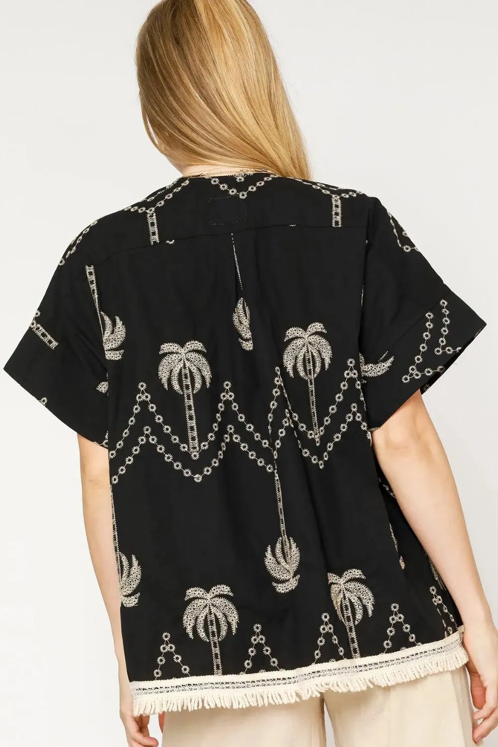 Umgee Open Front Embroidered Fringe Kimono - Salty Season LLC