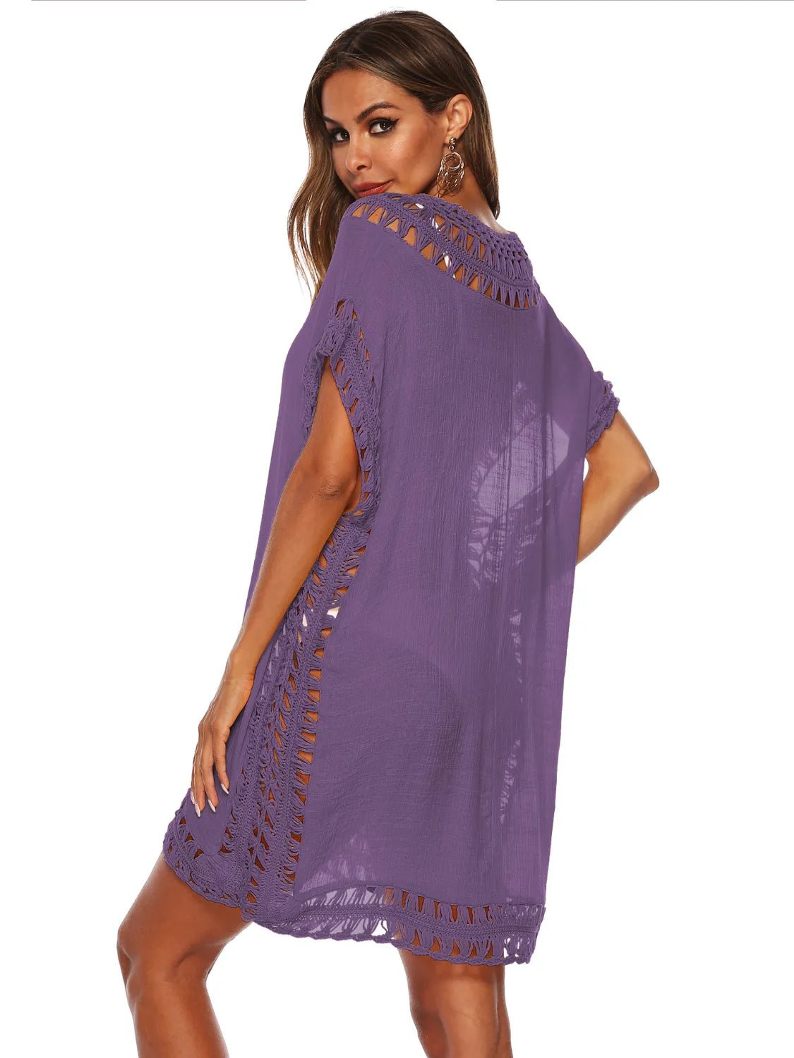 Bohemian Crochet Trim Beach Cover Up Dress - Salty Season LLC