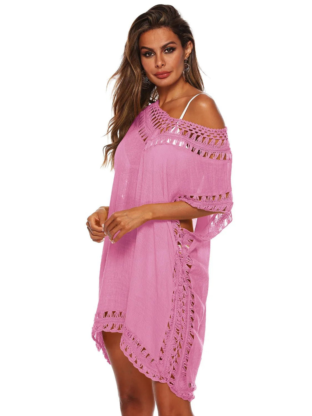 Bohemian Crochet Trim Beach Cover Up Dress - Salty Season LLC