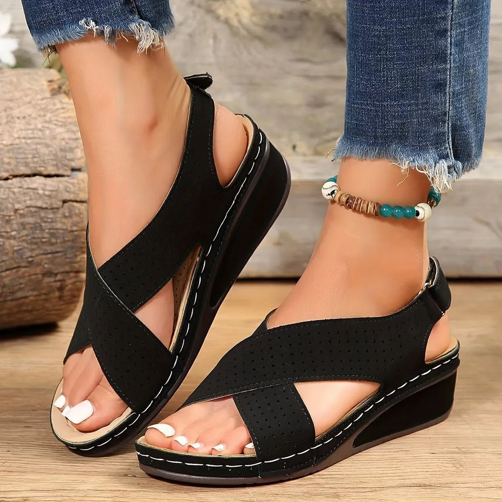 Criss-Cross Comfort Wedge Sandals - Salty Season LLC