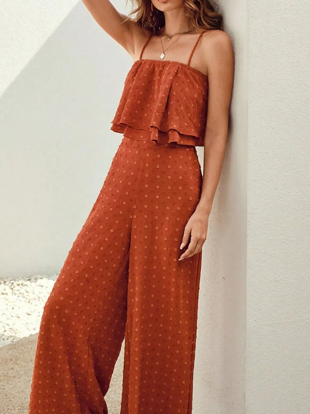Swiss Dot Layered Cami and Pants Set - Salty Season LLC