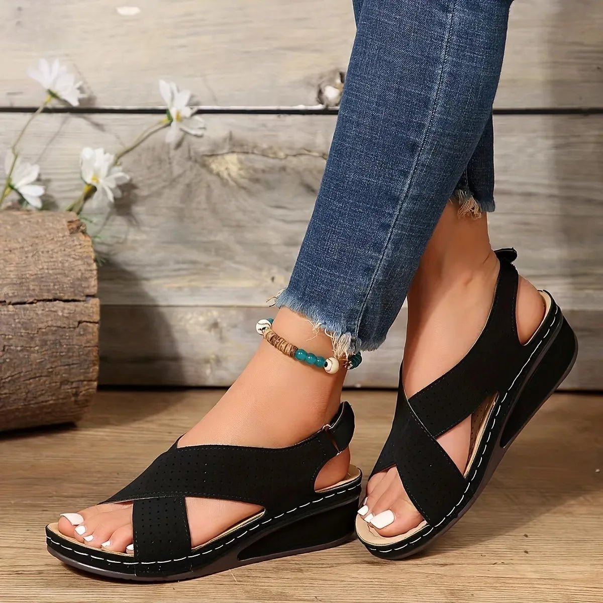 Criss-Cross Comfort Wedge Sandals - Salty Season LLC