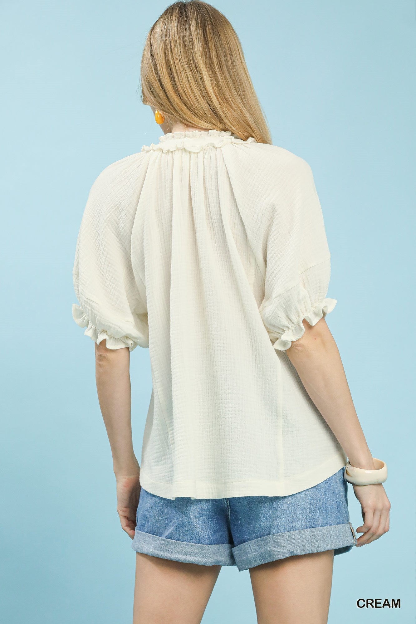 Umgee Cotton Gauze Ruffle Top - Salty Season LLC