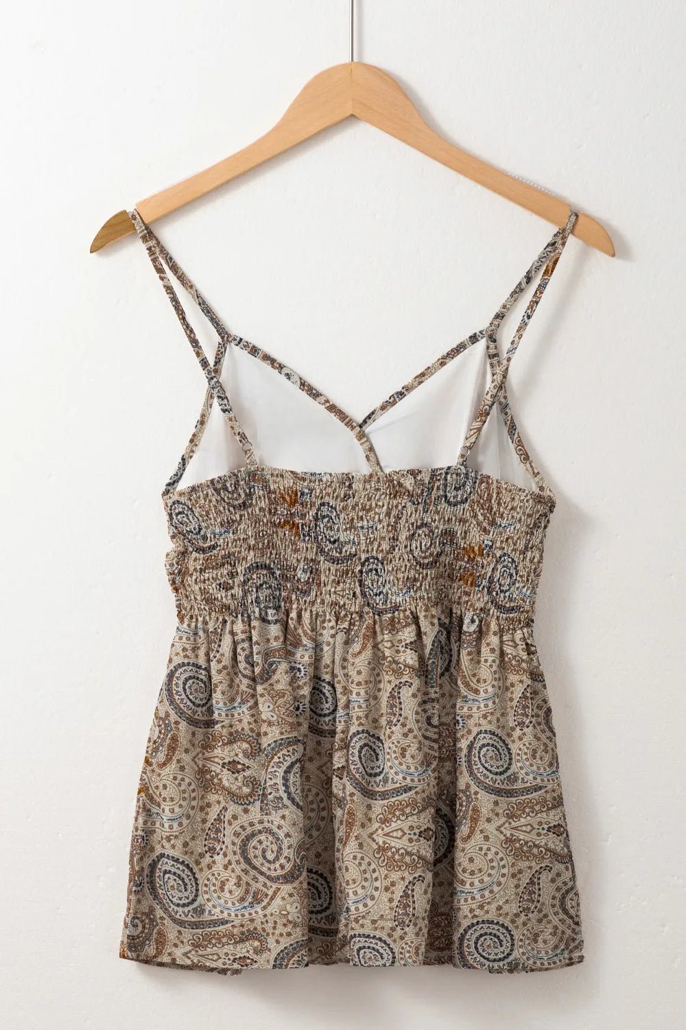 Paisley Printed Smocked Babydoll Cami - Salty Season LLC