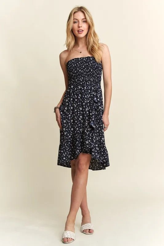 ADORA Smocked Floral Tube Dress with Pockets - Salty Season LLC
