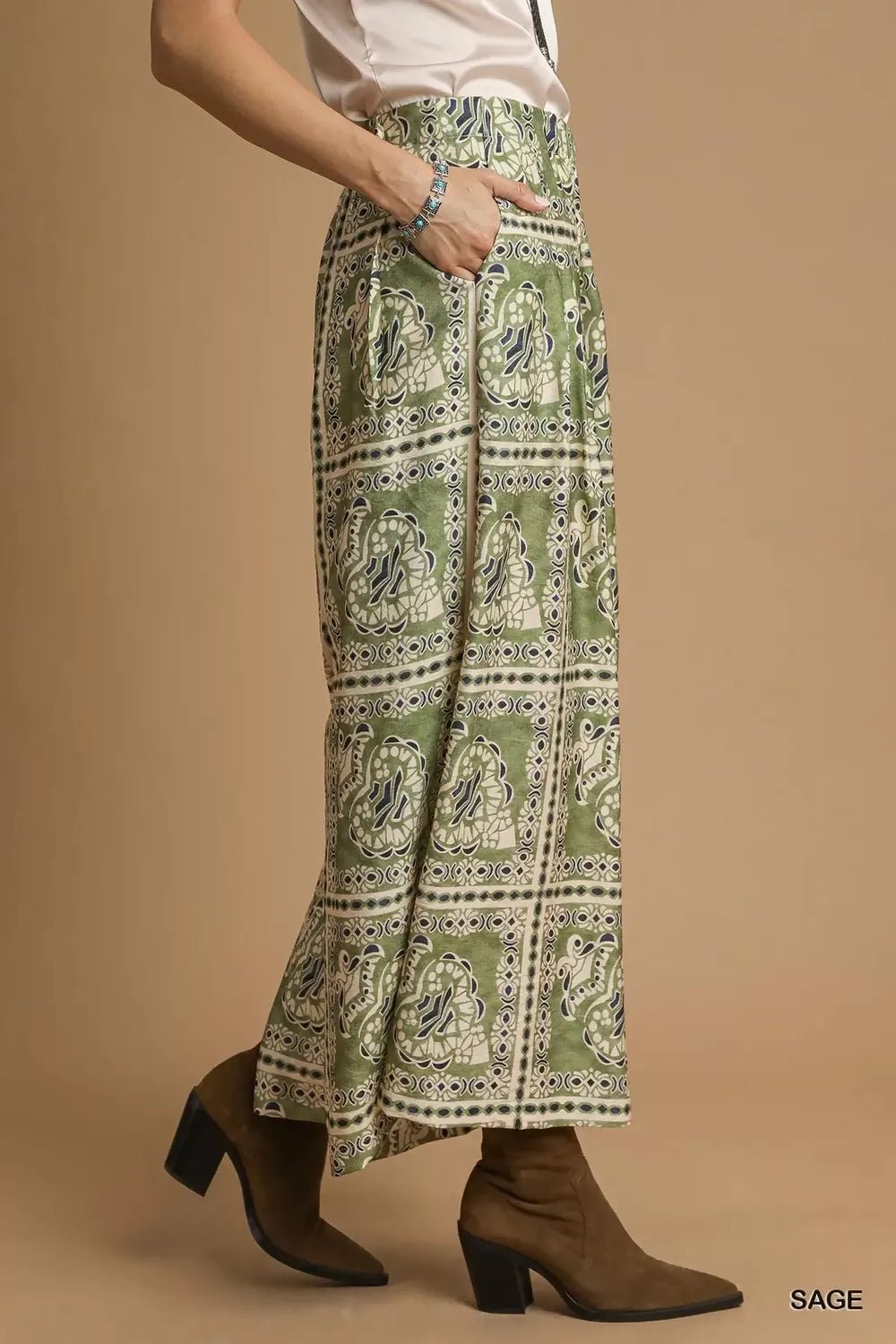 Umgee Bohemian Print Pants with Pockets - Salty Season LLC