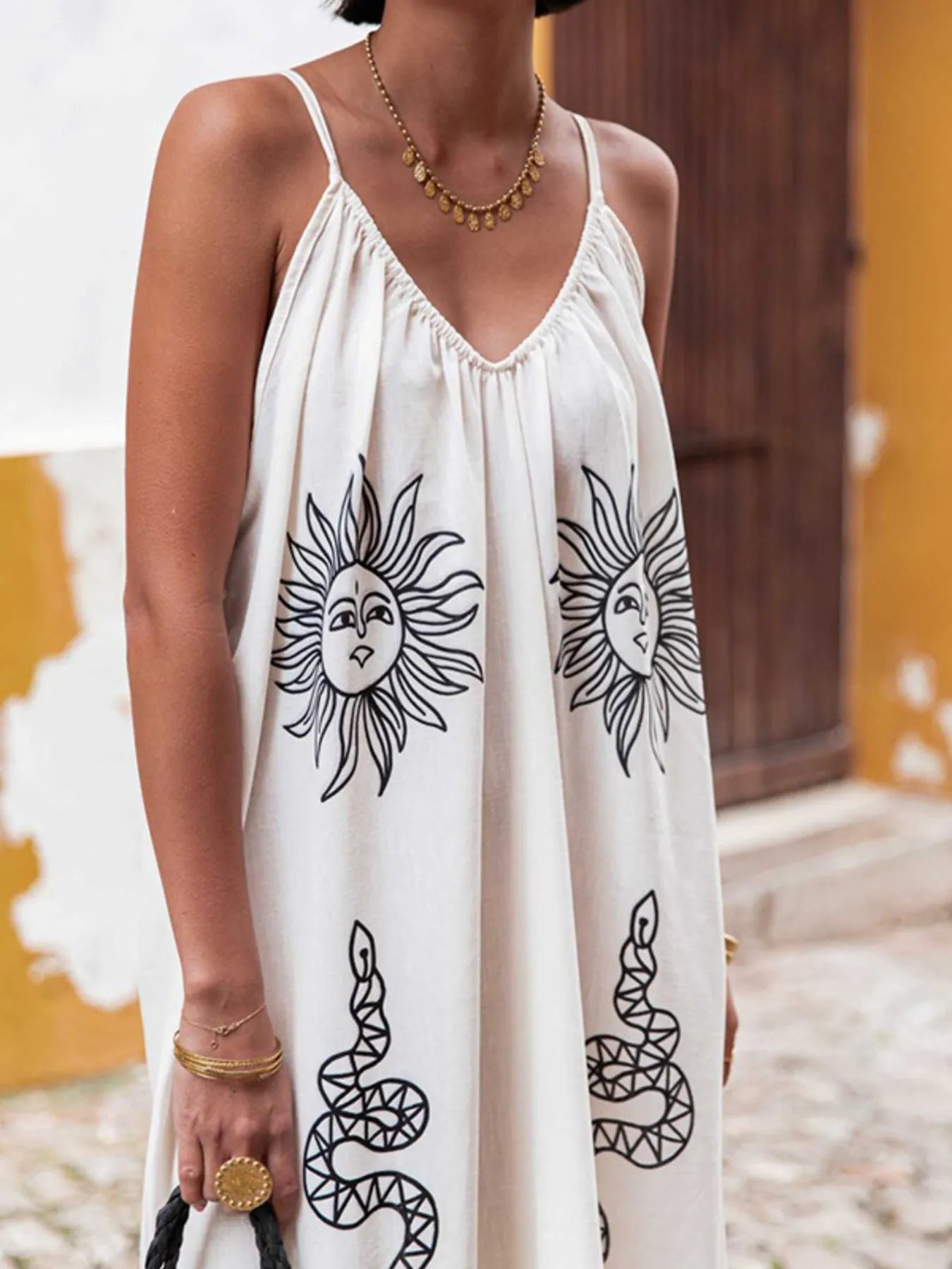 Printed V-neck Summer Maxi Dress - Salty Season LLC