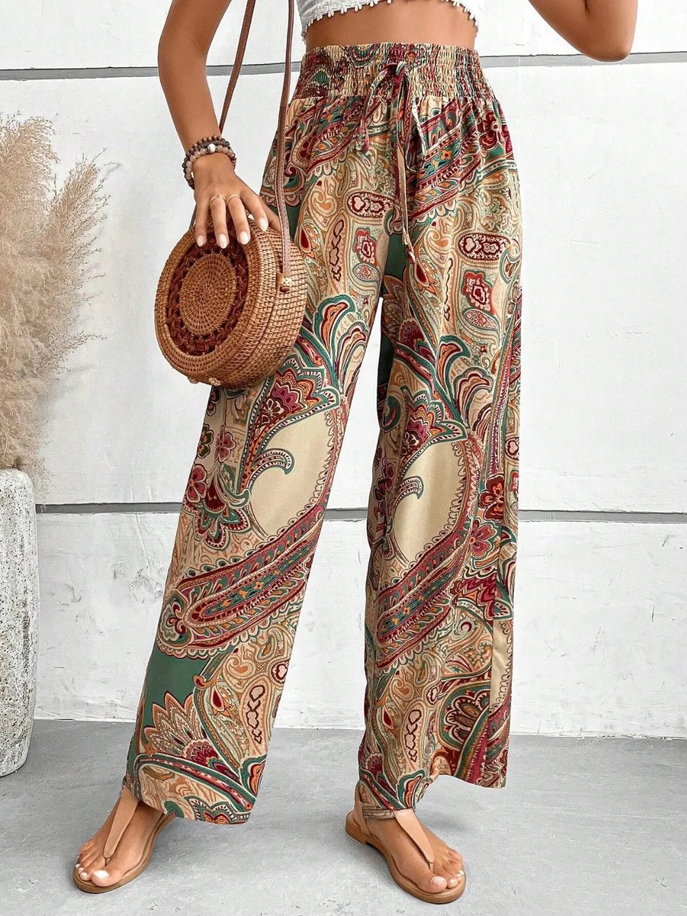 Printed Wide Leg Pants - Salty Season LLC