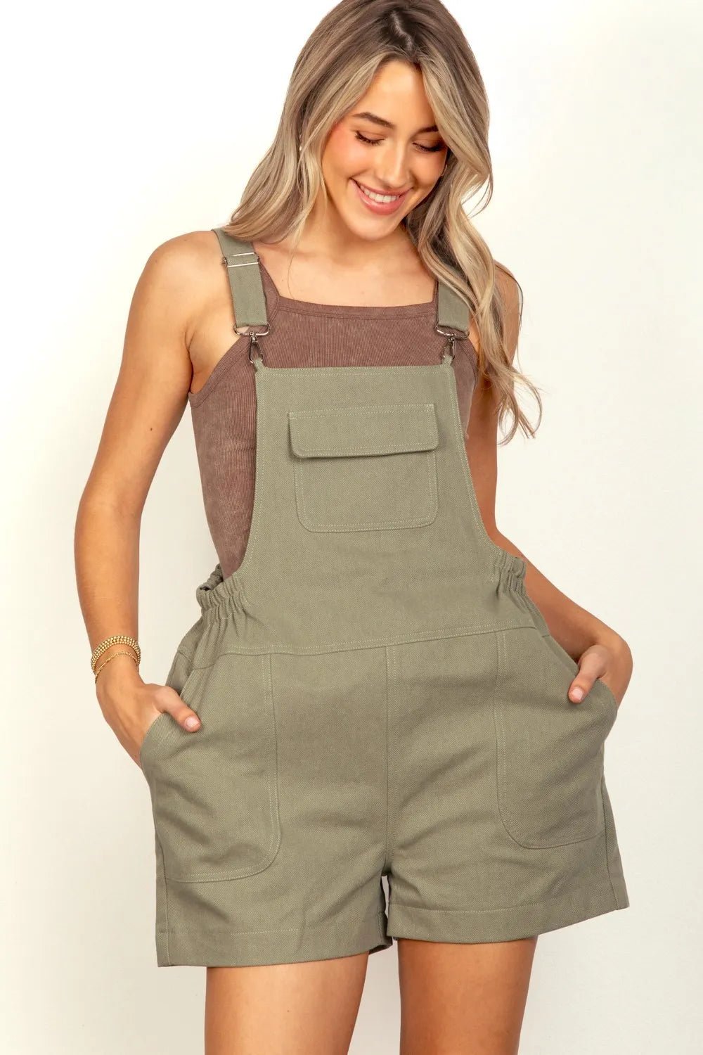 VERY J Adjustable Suspender Overalls with Pockets - Salty Season LLC