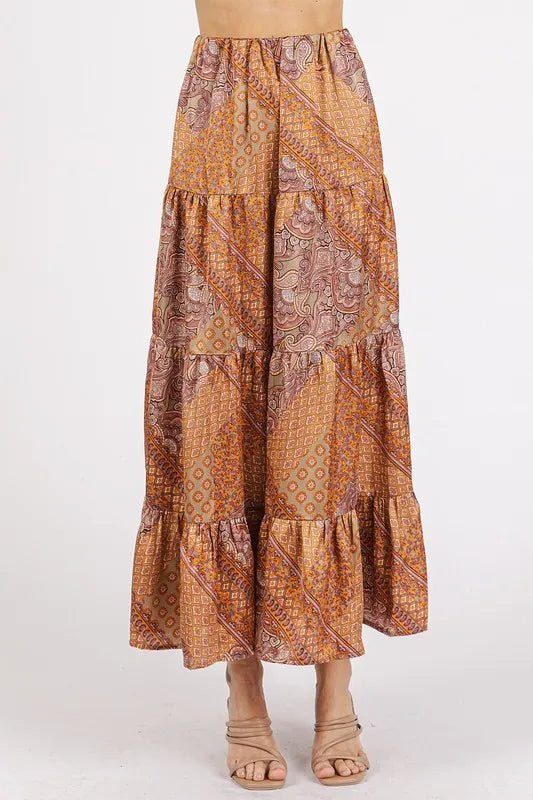Mittoshop Paisley Patchwork Print Satin Maxi Skirt - Salty Season LLC