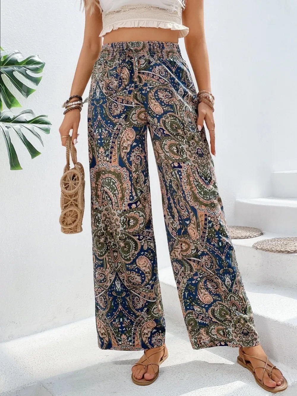 Printed Wide Leg Pants - Salty Season LLC