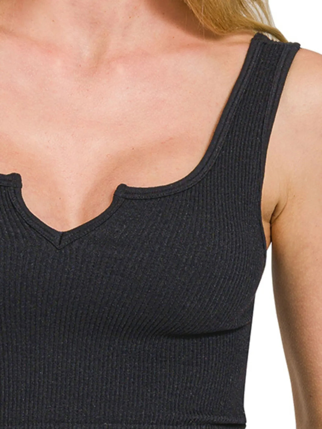Zenana Seamless Split Neck Bra Tank Top - Salty Season LLC