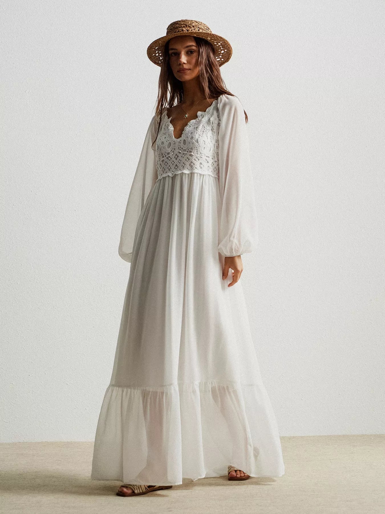 Boho Chic Crochet Lace Maxi Dress - Salty Season LLC
