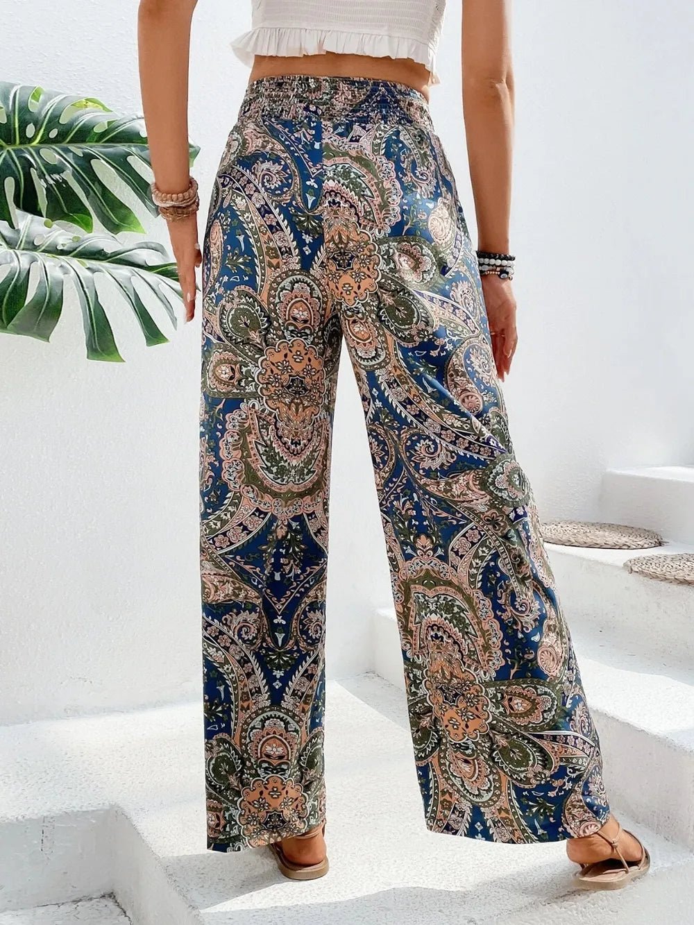 Printed Wide Leg Pants - Salty Season LLC