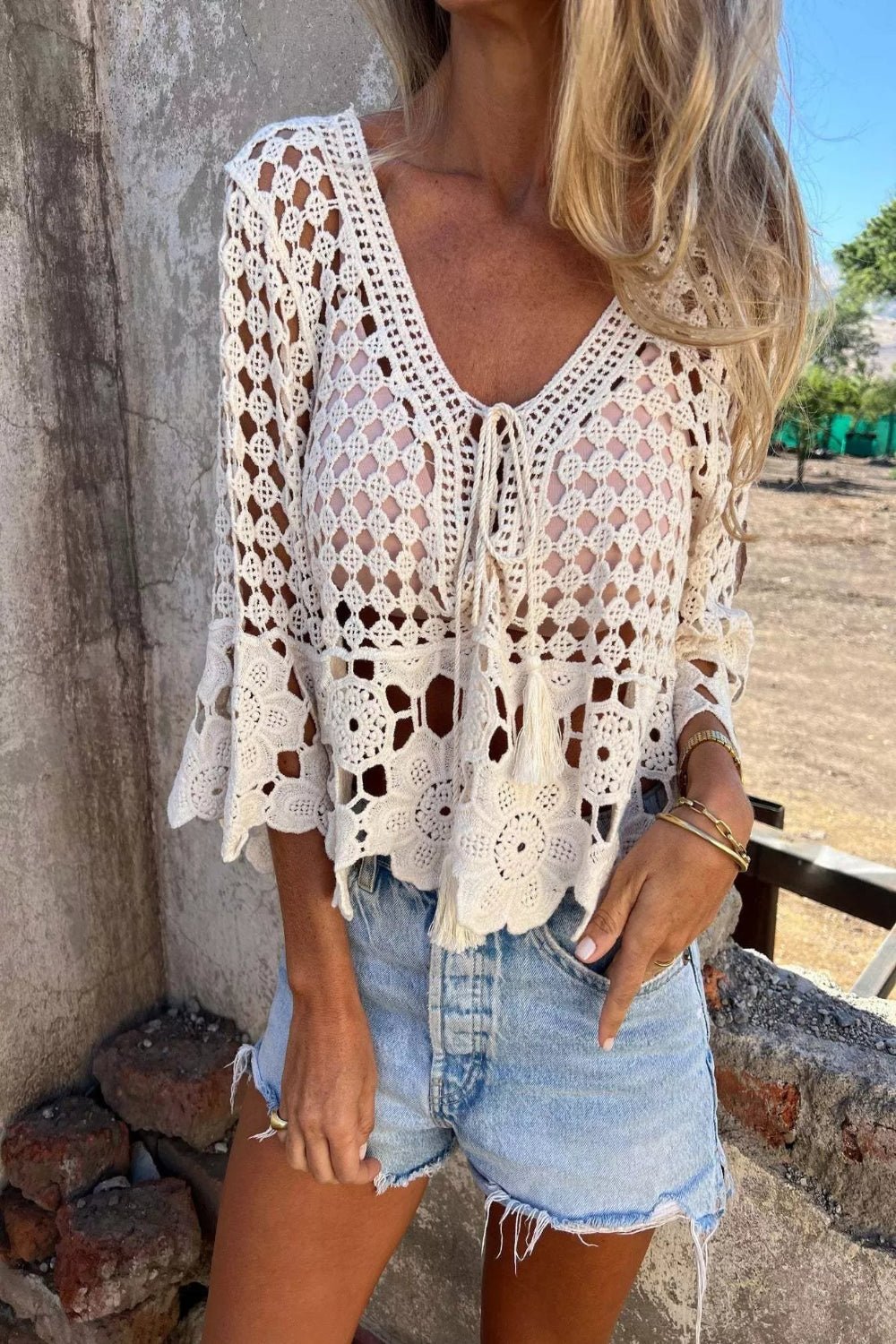 Tassel Crochet Knit Cover Up - Salty Season LLC