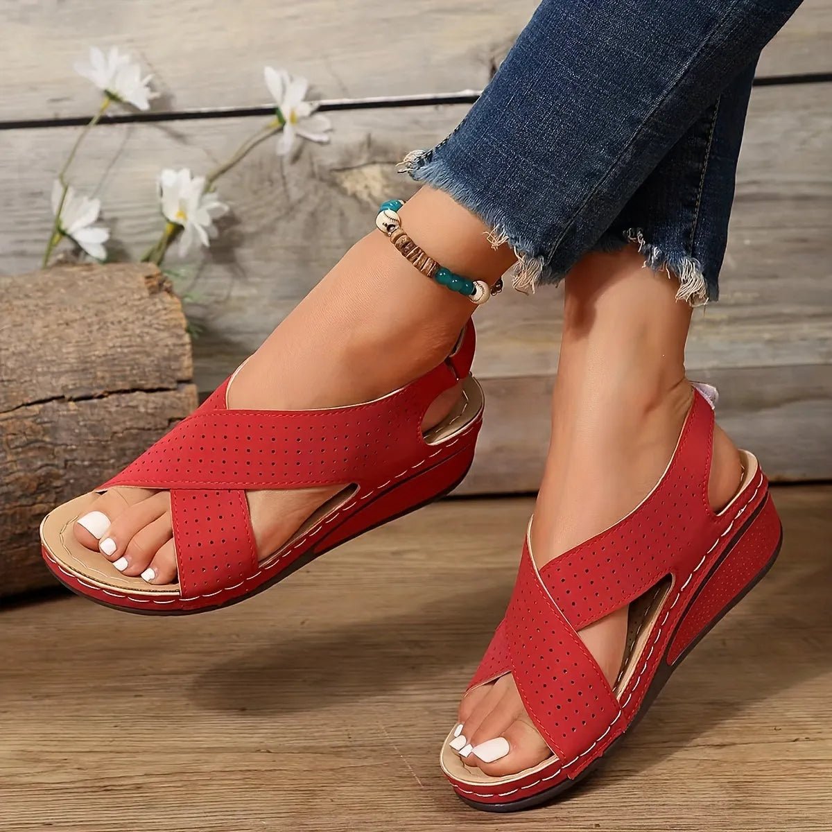 Criss-Cross Comfort Wedge Sandals - Salty Season LLC